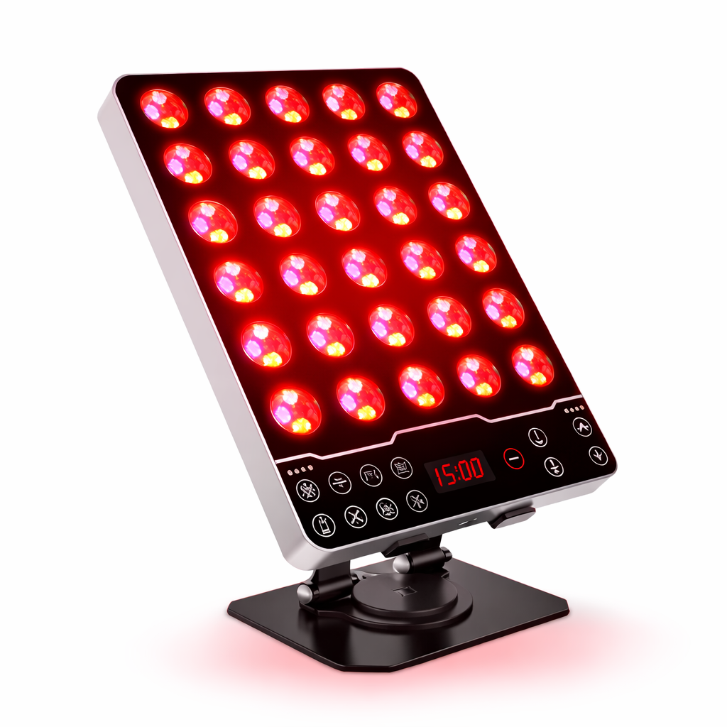 8 Modes Red Light Therapy Panel with 660nm / 850nm / 590nm / 415nm – Mini Desktop LED Device for Skin Care and Anti-Aging