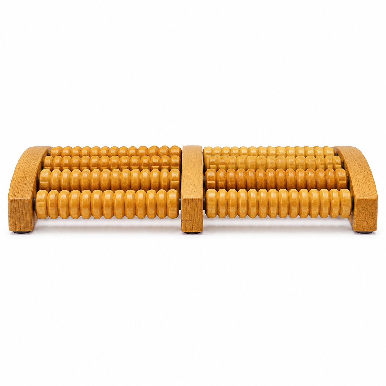 6-Row Wooden Foot Massage Roller with Rotating Reflexology Rollers