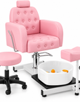 Professional 360° Pedicure Spa Chair with Foot Bath Basin, Adjustable Footrest & Salon Stool