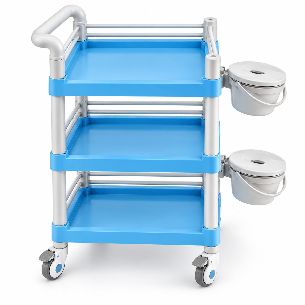 3-Tier Professional Salon Utility Cart with Drawer, 2 Side Bins & Locking Wheels – Mobile Beauty Spa Storage Trolley