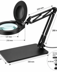 10X 20X Magnifier Lamp 3 COLORS LED Lighted Magnifier Large Base & Clamp Magnifying Glass Lamp for Repair Crafts Soldering 5.5D