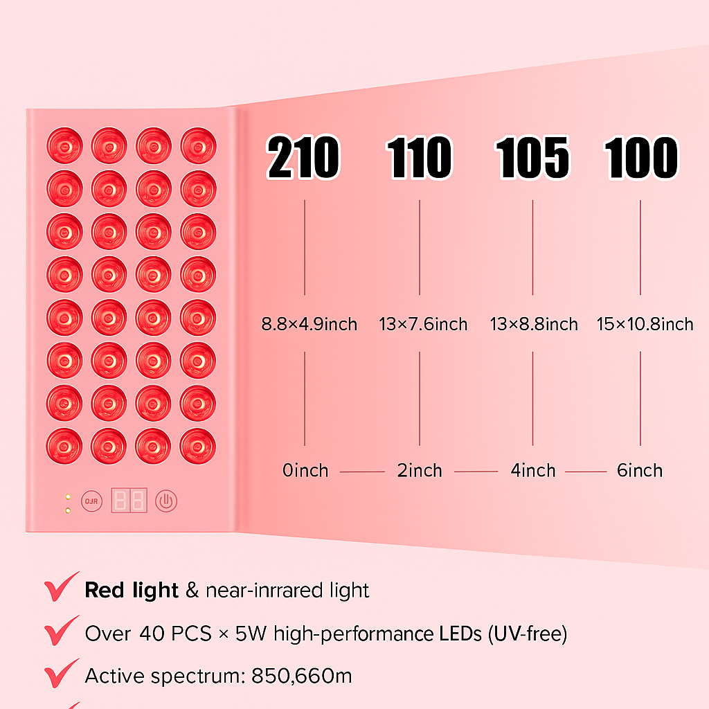RTL40 Portable Red Light Therapy Device | 40pcs 5W LEDs | Pain Relief & Skin Care