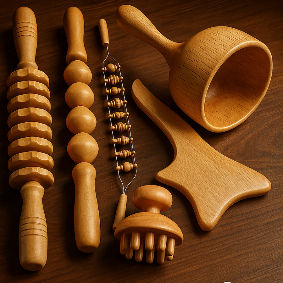 6 In 1 Wood Therapy Massage Tool Set