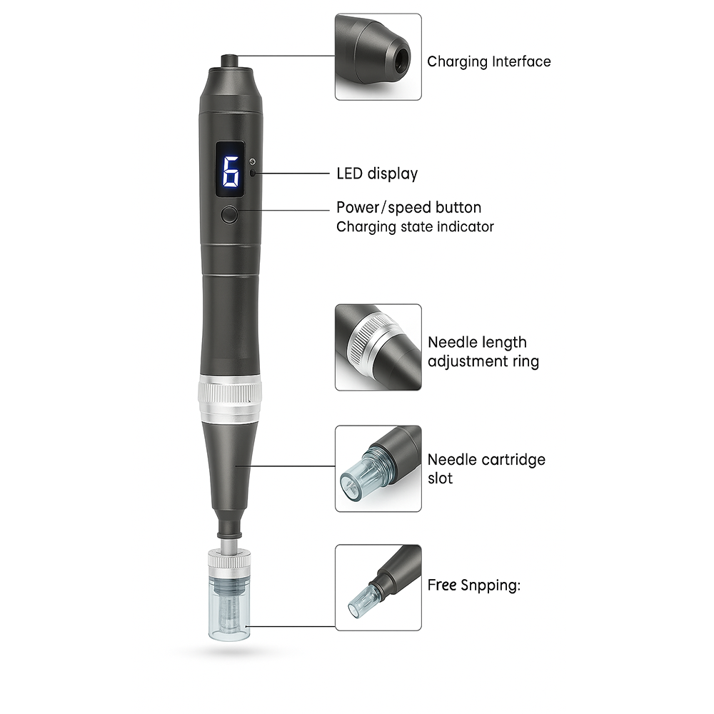 Dr. Pen Ultima M8 Professional Microneedling Dermapen, USB Rechargeable, 5pcs 32Pin Cartridge Needle