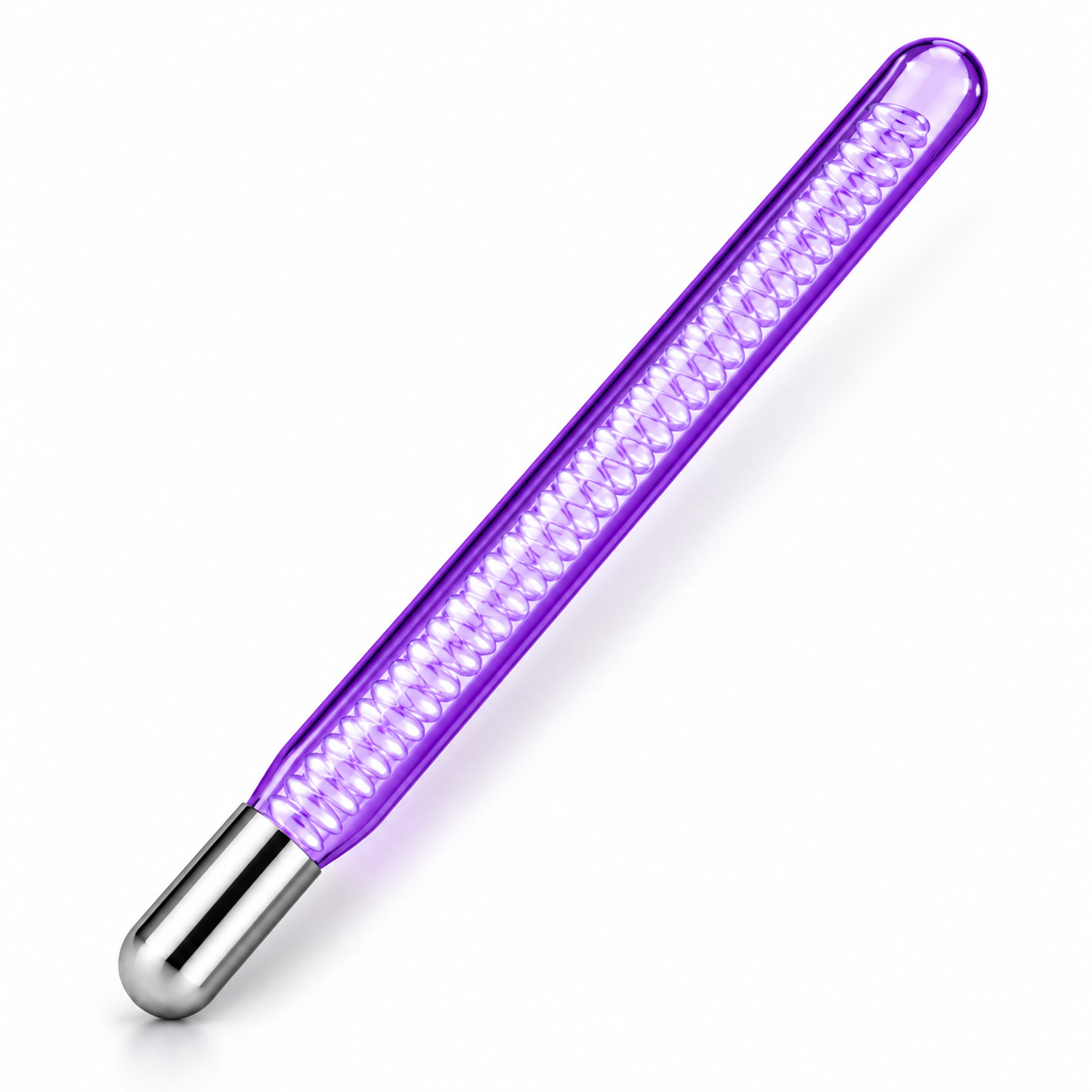 High Frequency Glass Tube Electrode with Internal Spiral – Purple Replacement Attachment for Beauty Devices