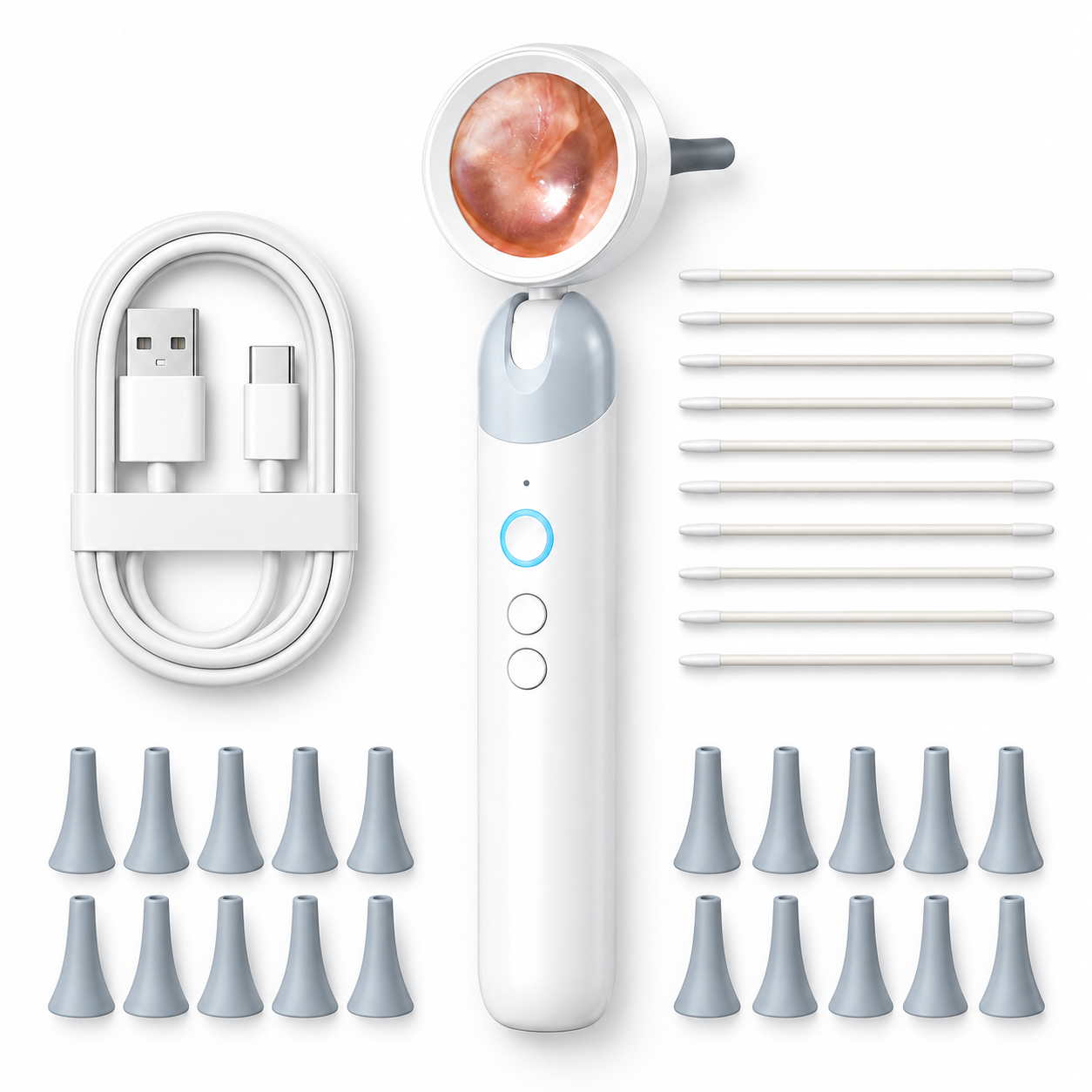 1080P HD Visual Ear Inspection Camera with 1.38" Screen – 2MP Digital Otoscope & Ear Cleaning Kit