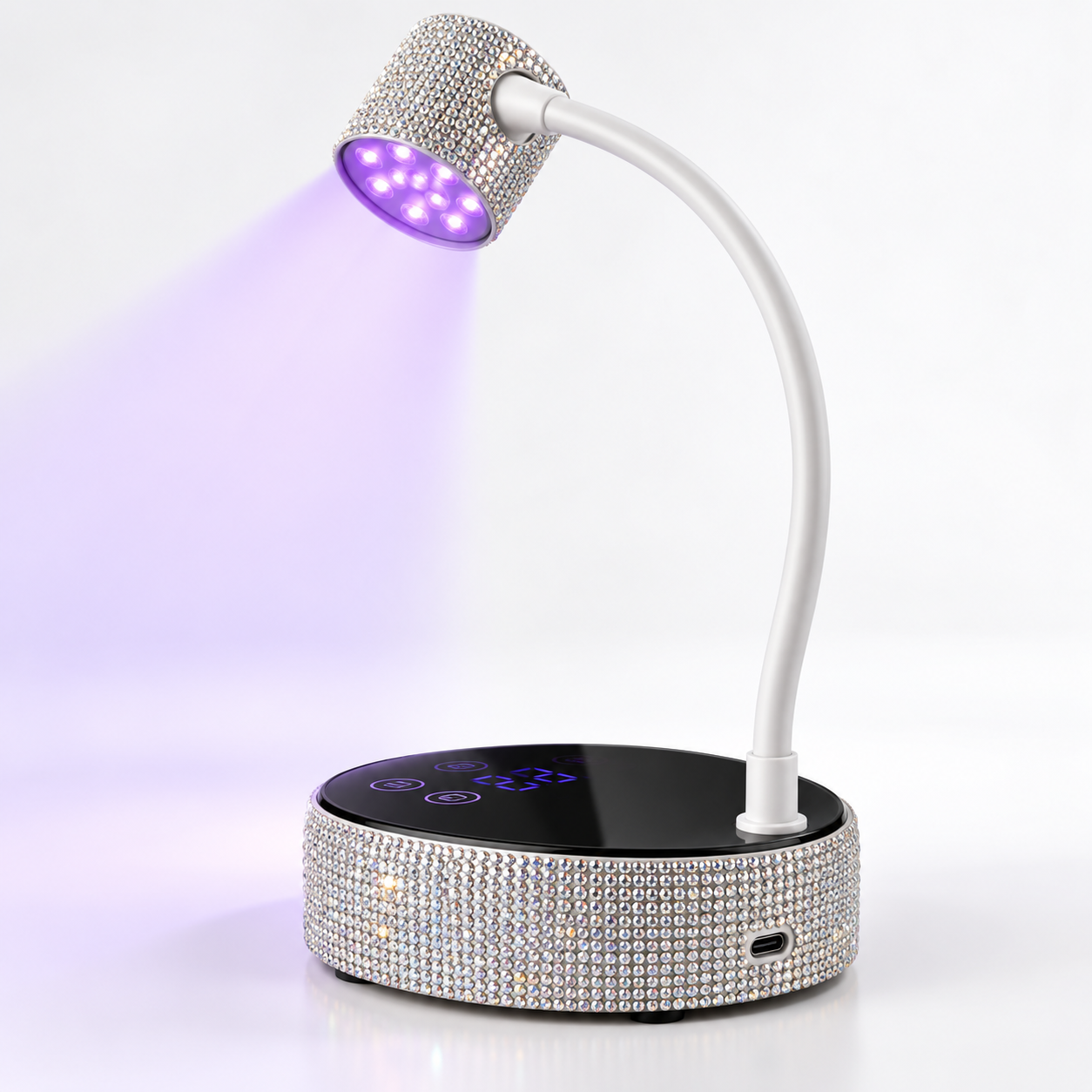 Rhinestone UV/LED Nail Lamp – 36W Rechargeable Gooseneck