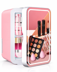 4L Mini Makeup Fridge with LED Mirror – Portable Cosmetic Storage Cooler for Home & Car