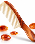Natural Wood & Ox Horn Fine Tooth Hair Comb