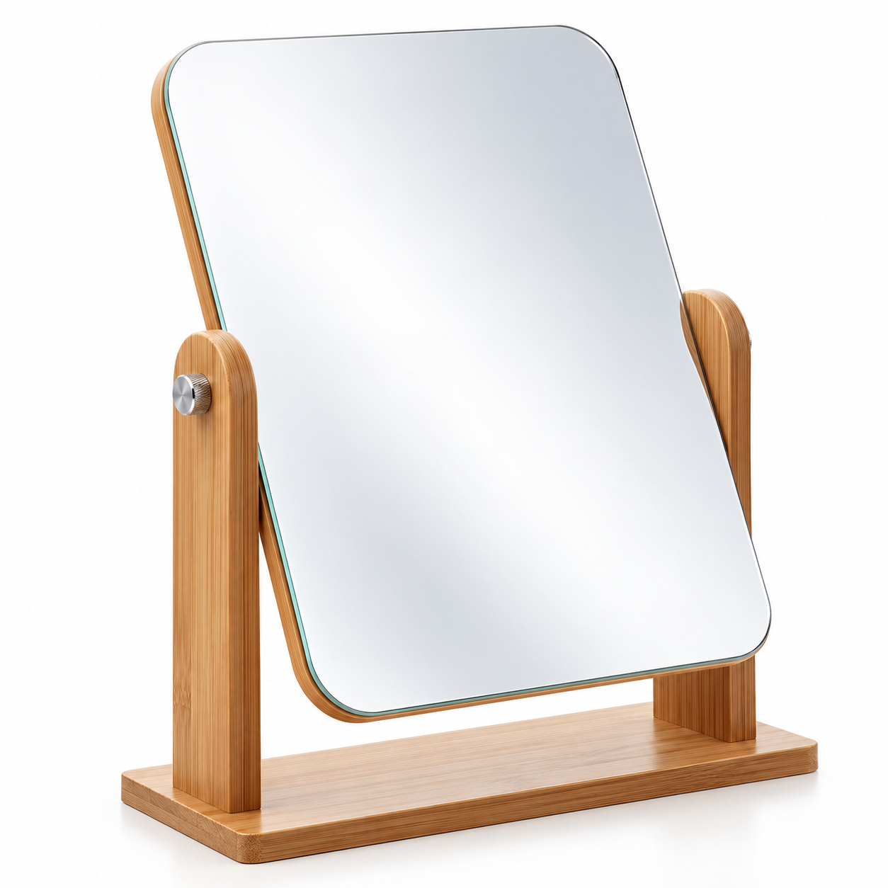 360° Rotating Wooden Vanity Mirror with Adjustable Tabletop Stand