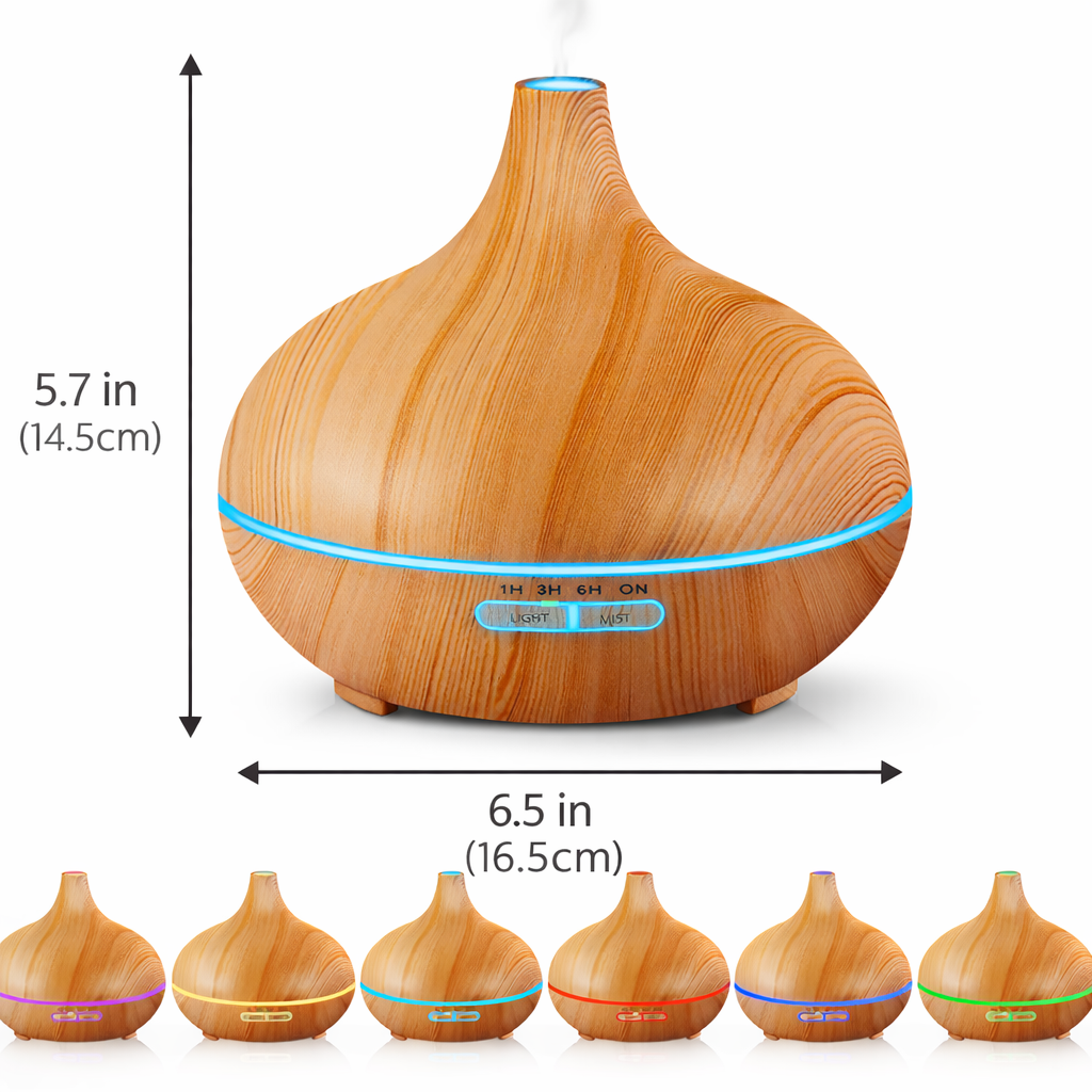 Ultrasonic Wood Grain Aromatherapy Diffuser with Blue LED – USB Essential Oil Humidifier & Cool Mist Air Purifier for Home & Office