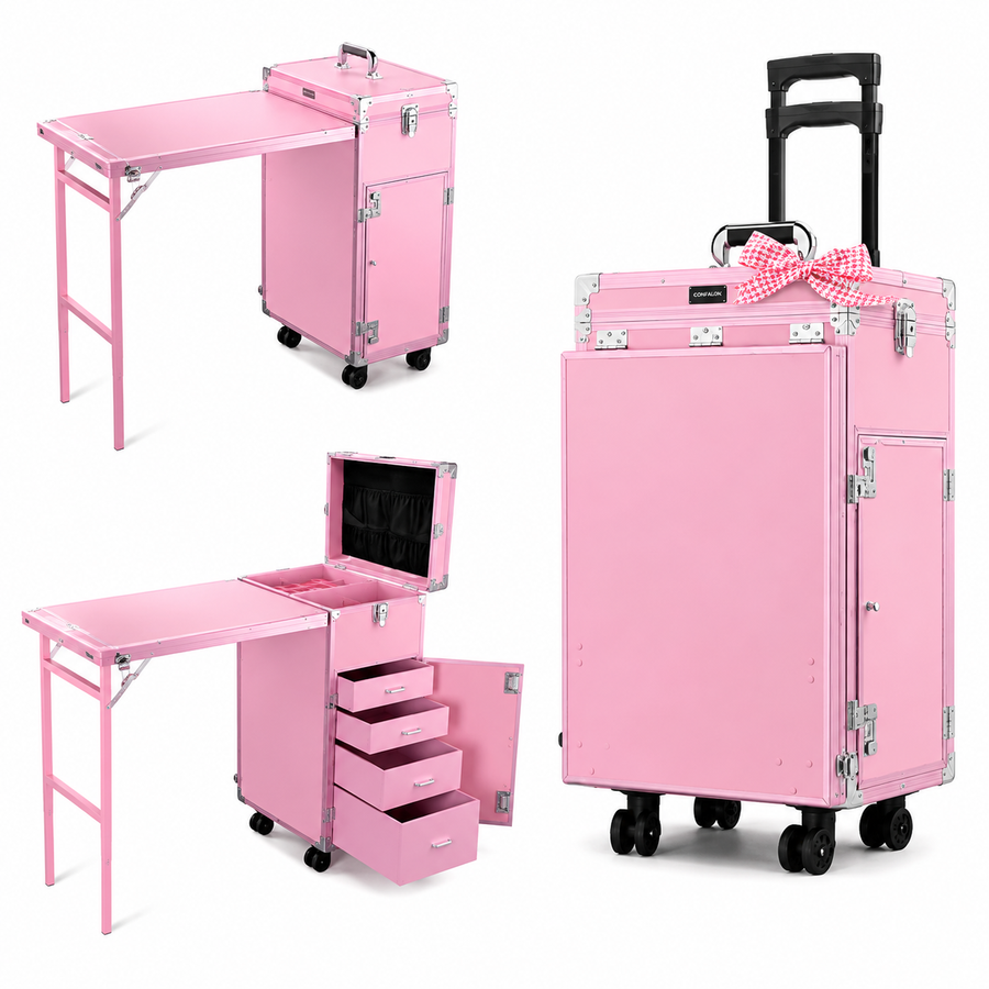 Professional Rolling Manicure Table – Foldable Nail Tech Desk with