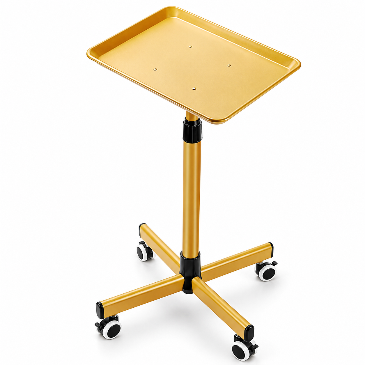 Professional Adjustable Beauty Salon Trolley with Aluminum Tray & Wheels – Gold