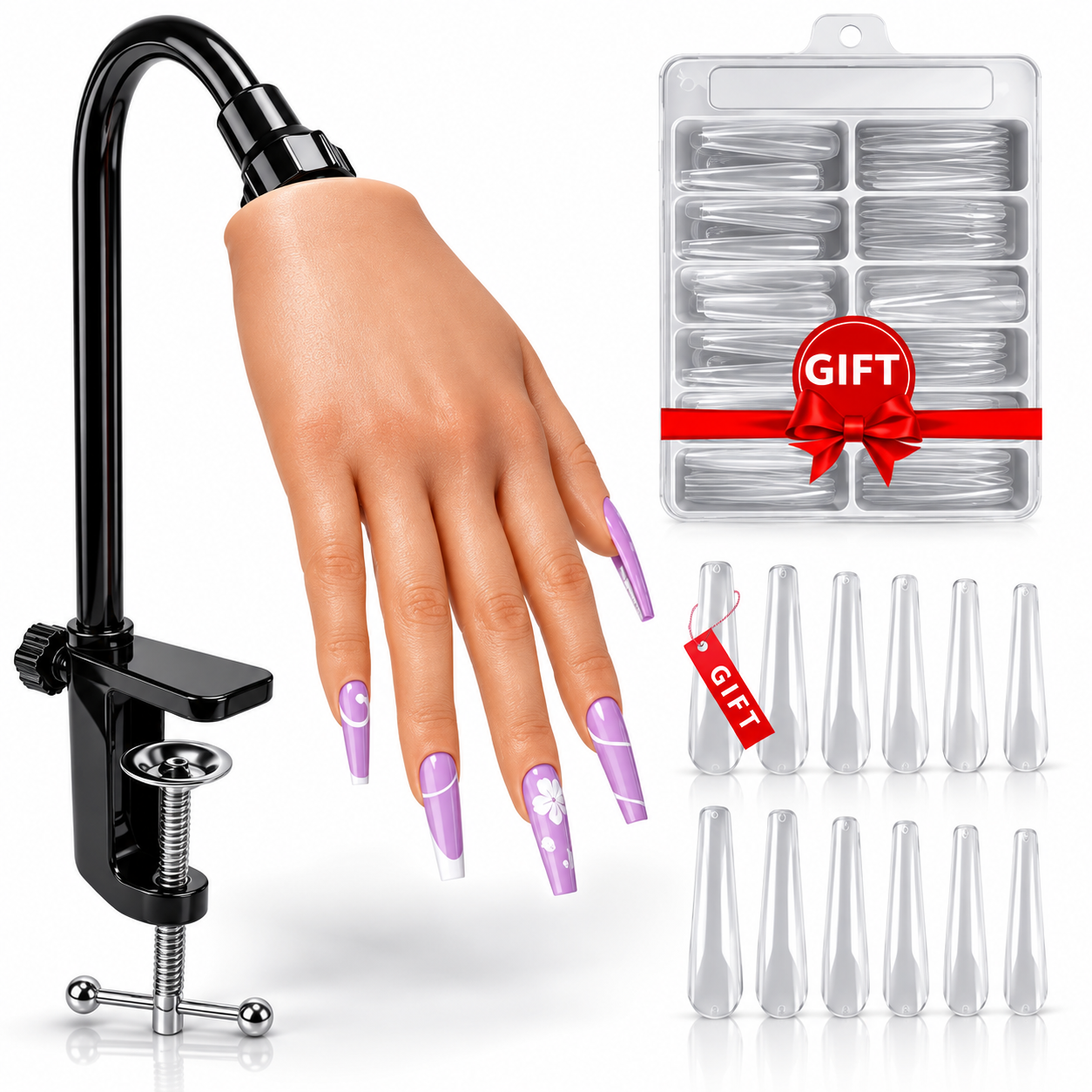 Professional Silicone Practice Hand for Acrylic Nails – Flexible Nail Training Hand