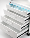 Professional Salon Trolley Cart with Folding Lamp & Drawers – Mobile Tool Station for Tattoo, Eyelash & Beauty Studios