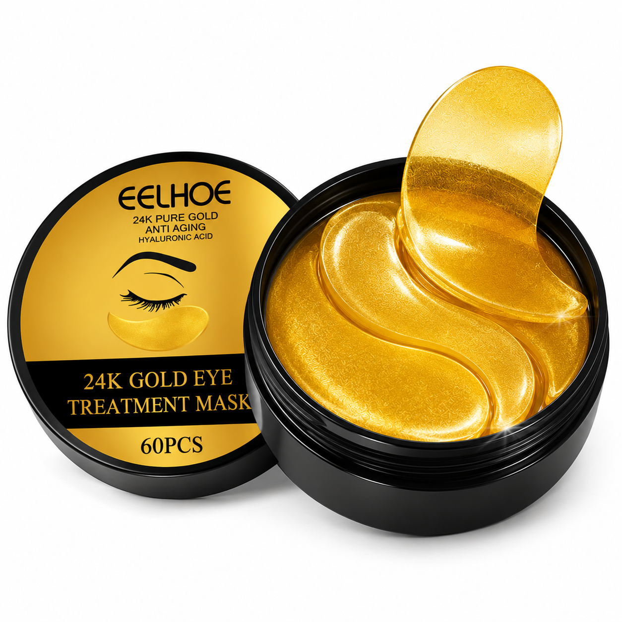 24K Gold Hydrogel Under Eye Patches – 60 Pieces / 30 Pairs – Hydrating Eye Care