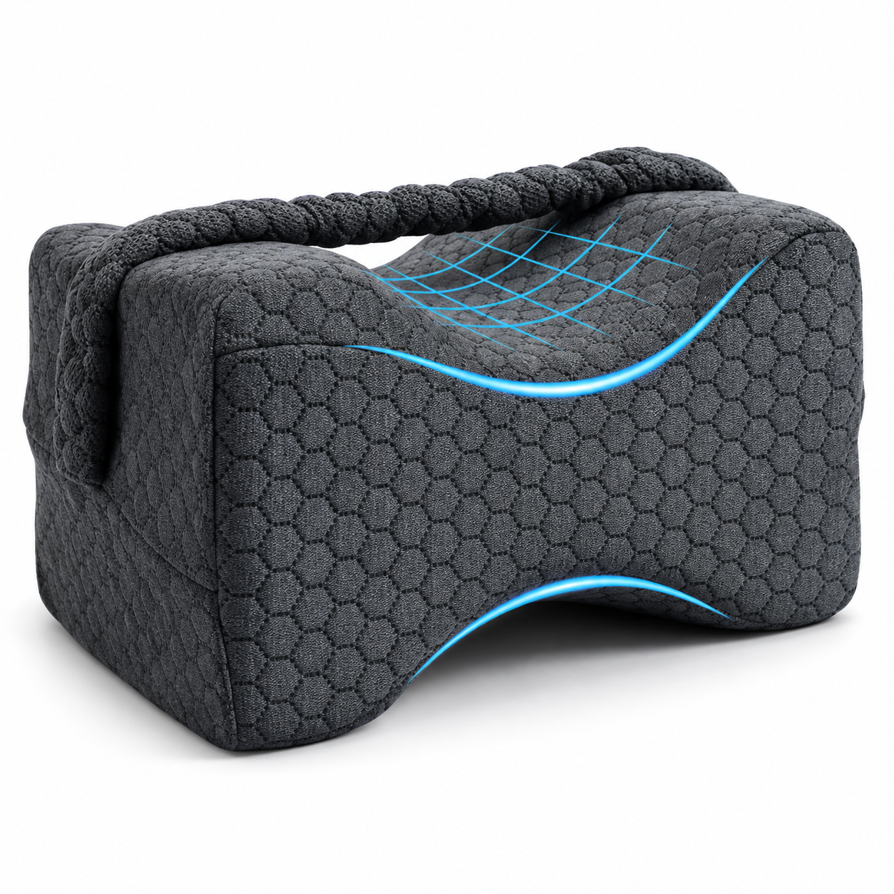 Ergonomic Memory Foam Knee Pillow for Side Sleepers with Adjustable Strap – Leg Support Cushion