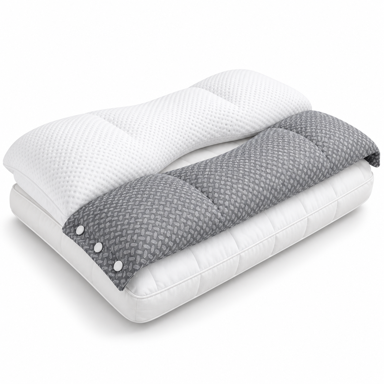 Adjustable Cervical Neck Support Pillow – Ergonomic 3-in-1 Sleeping Pillow with Detachable Neck Cushion