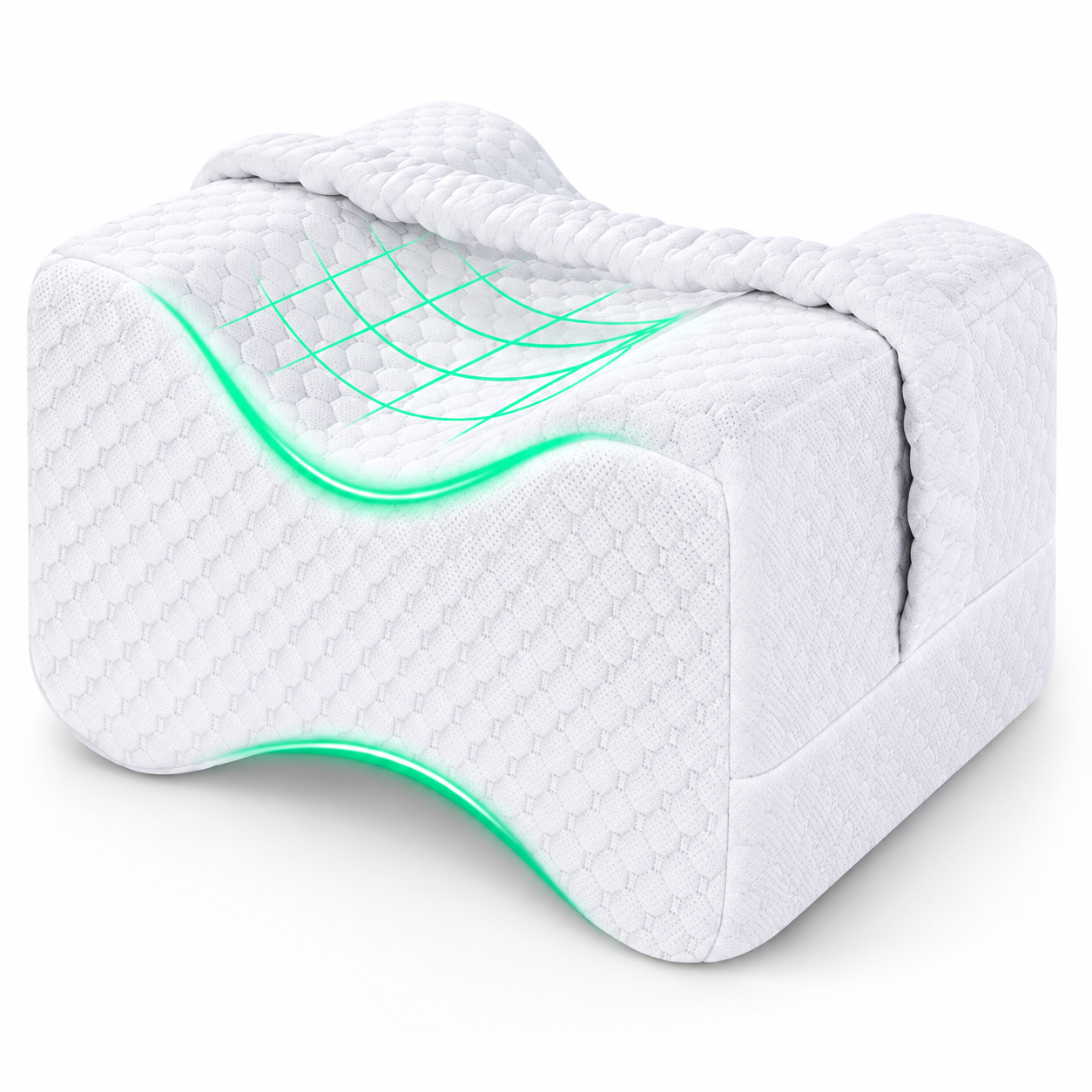 Ergonomic Memory Foam Knee Pillow for Side Sleepers with Adjustable Strap – Leg Support Cushion