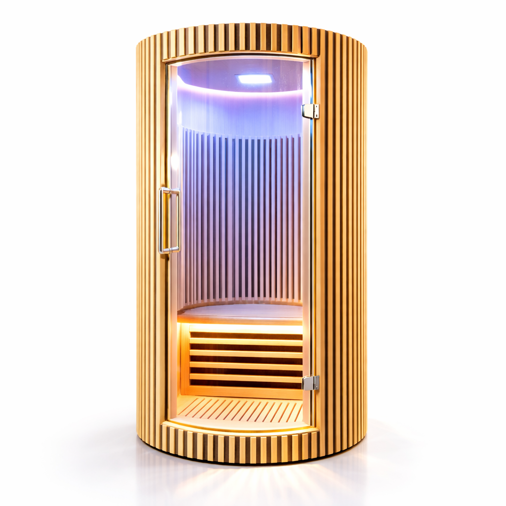 Far Infrared Sauna Room 1 Person – Solid Hemlock Wood Home Spa Cabin with Smart Touch Control – 2000mm Height