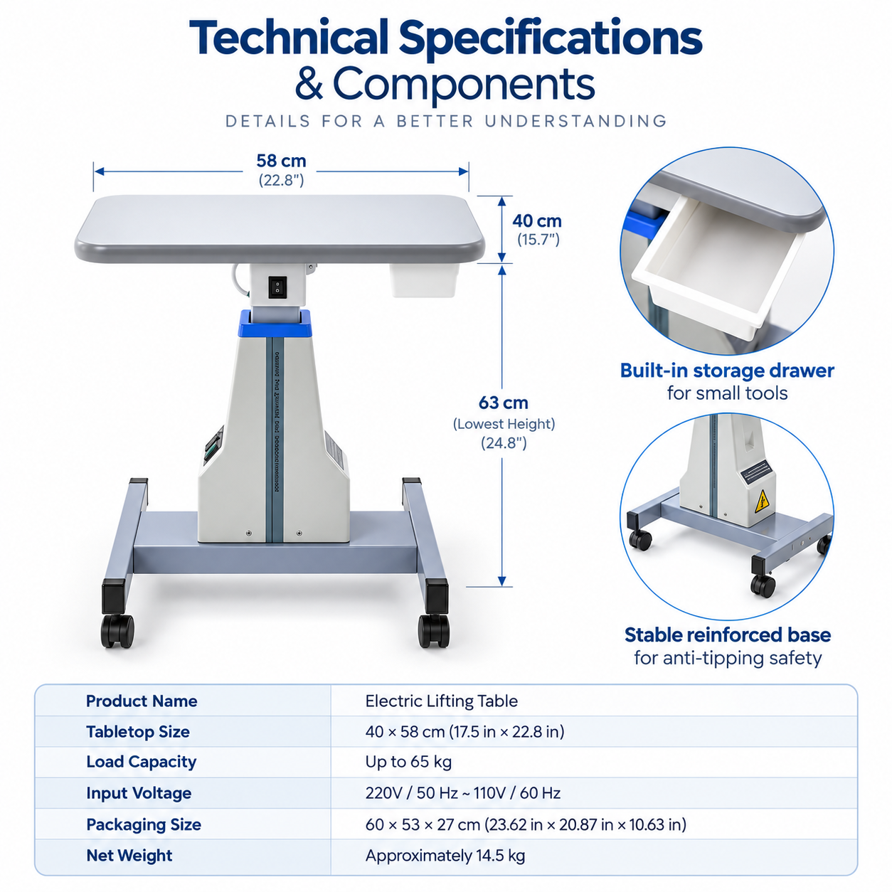 Motorized Electric Instrument Table