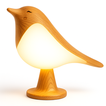 Small Wooden Bird Desk Lamp – Cordless Bedside Lamp with Touch Sensor