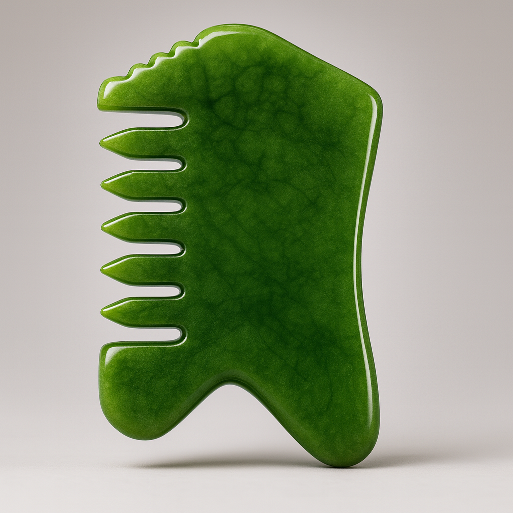 Theia Premium Natural Jade Gua Sha Comb Set – Multi-Shape Massager for Face, Scalp & Body