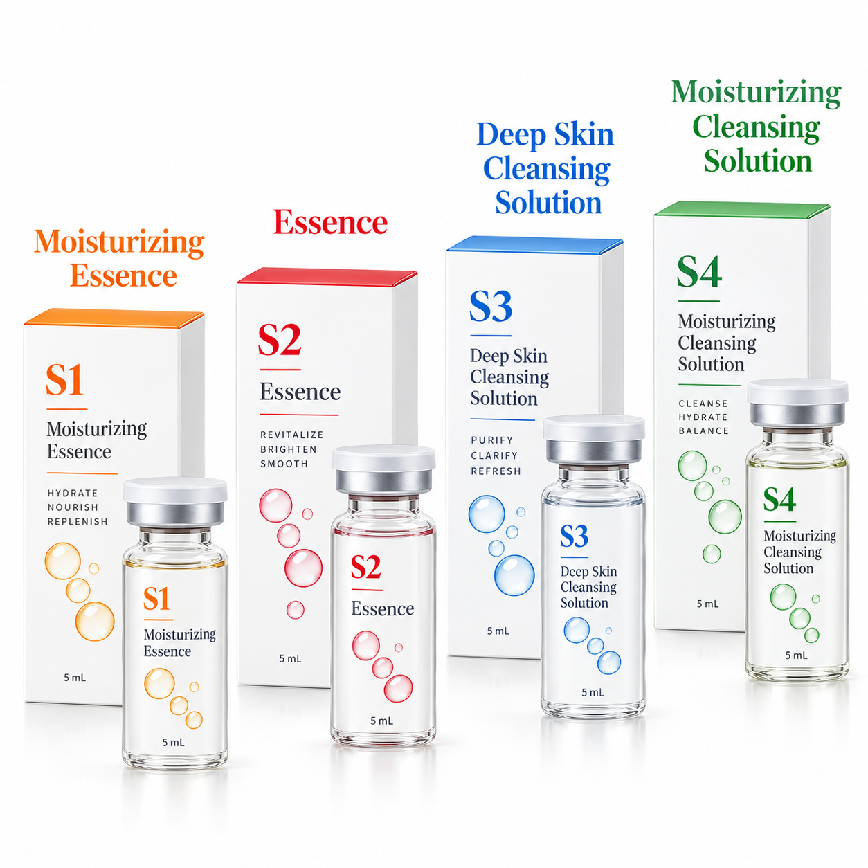 Professional Hydro Dermabrasion Essence Set – 7 Facial Solutions, 7 × 5ml