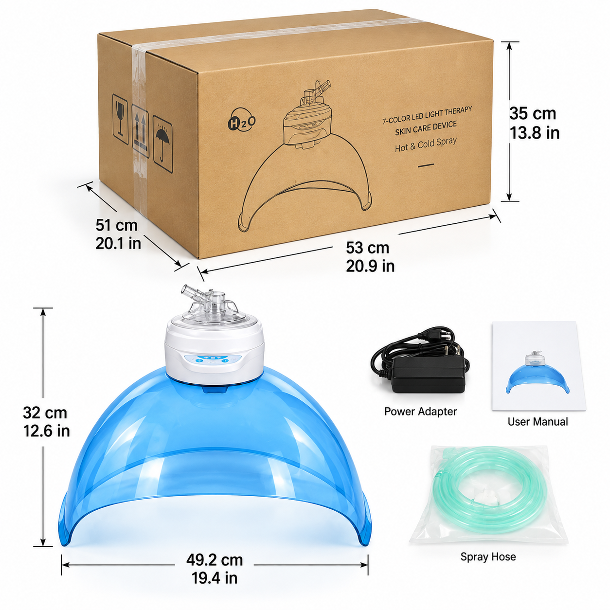 Hydrogen Oxygen Facial Dome with Nano Mist Spray & LED Light