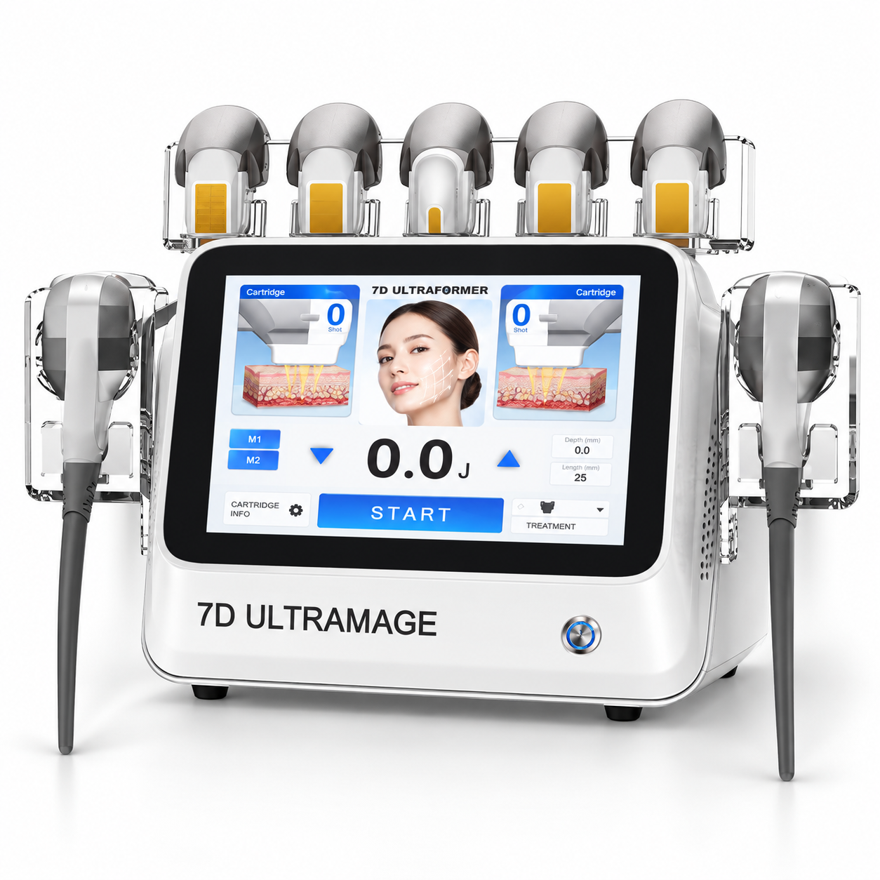 7D HIFU Ultramage Professional Focused Ultrasound Machine – Dual Handpiece, 7 Cartridges, 12.1" Touchscreen