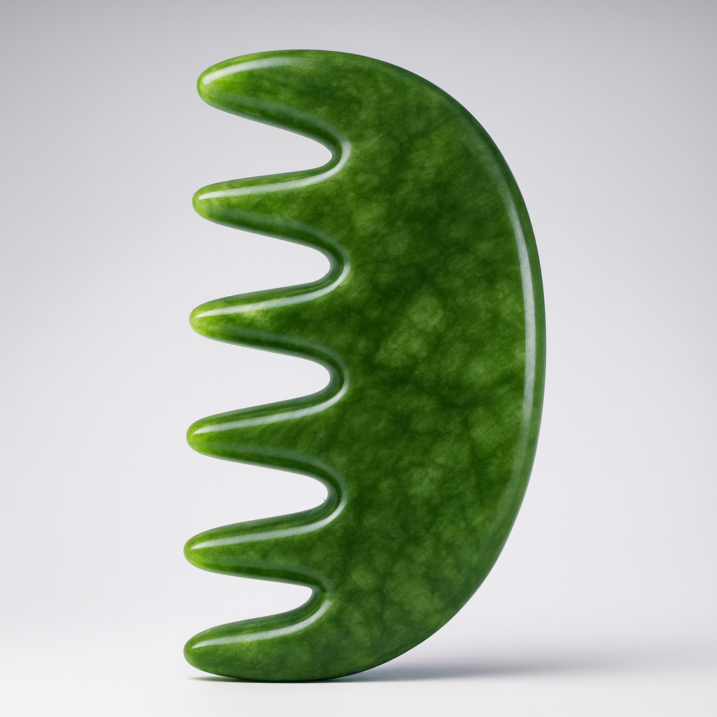 Theia Premium Natural Jade Gua Sha Comb Set – Multi-Shape Massager for Face, Scalp & Body