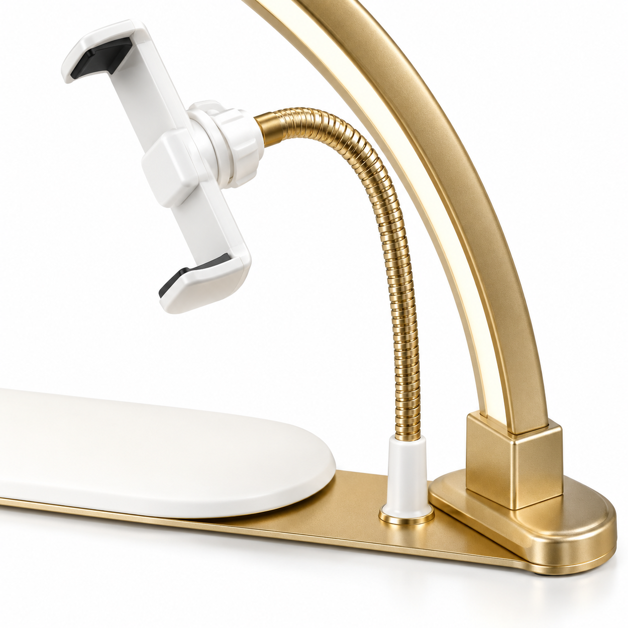 48W Curved LED Nail Desk Lamp with Phone Holder – 3 Color Temperatures, 3360LM