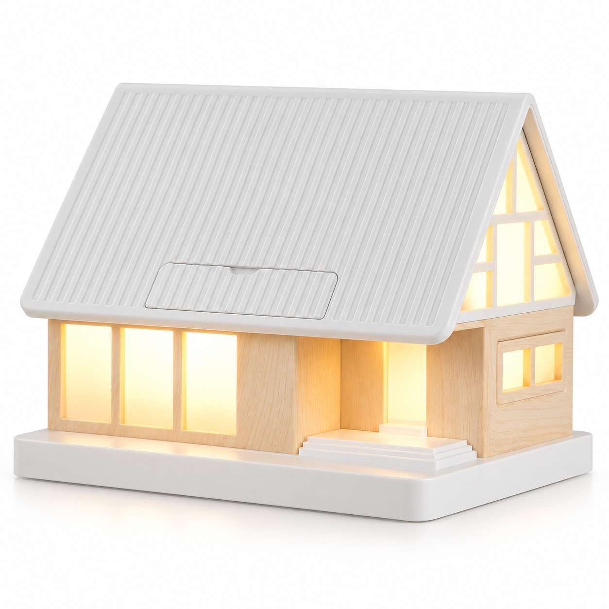 Wooden House Bedside Touch Lamp with 15W Wireless Charging, White Noise & 3-Level Dimming