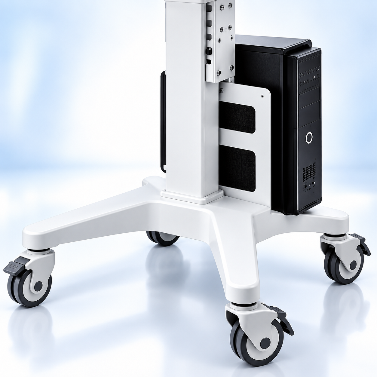 Professional Adjustable Equipment Trolley with Dual Shelves & Lockable Wheels – White