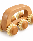 Wooden Body Massage Roller with Spiked Wheels