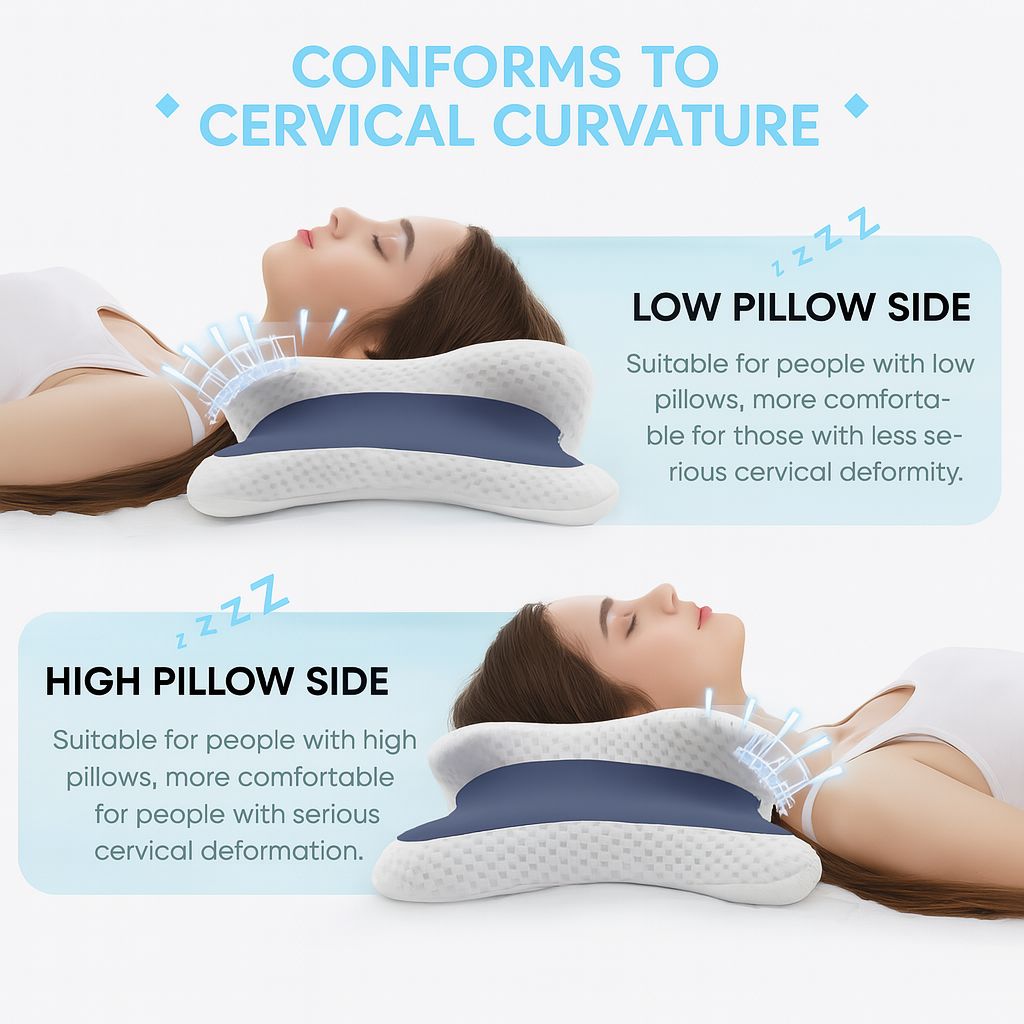 Memory Foam Cervical Pillow – Ergonomic Neck Support Pillow for Better Sleep & Spine Alignment