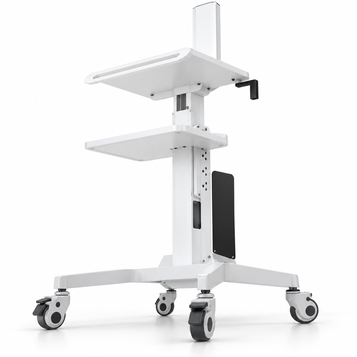 Professional Adjustable Equipment Trolley with Dual Shelves & Lockable Wheels – White
