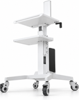 Professional Adjustable Equipment Trolley with Dual Shelves & Lockable Wheels – White