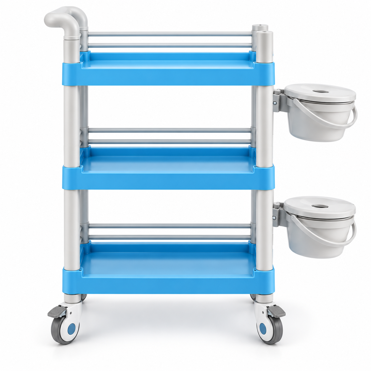 3-Tier Professional Salon Utility Cart with Drawer, 2 Side Bins & Locking Wheels – Mobile Beauty Spa Storage Trolley