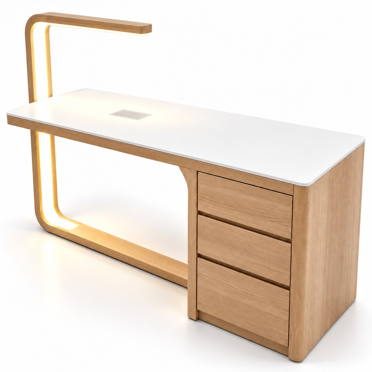 Theia Designer Manicure Table with U-Shaped LED Lamp, Electric Dust Collector & Large Storage Drawers
