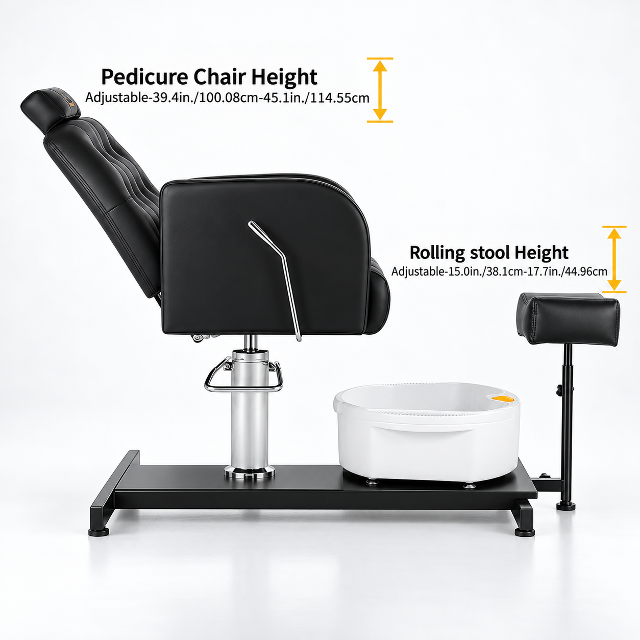 Professional 360° Pedicure Spa Chair with Foot Bath Basin, Adjustable Footrest & Salon Stool