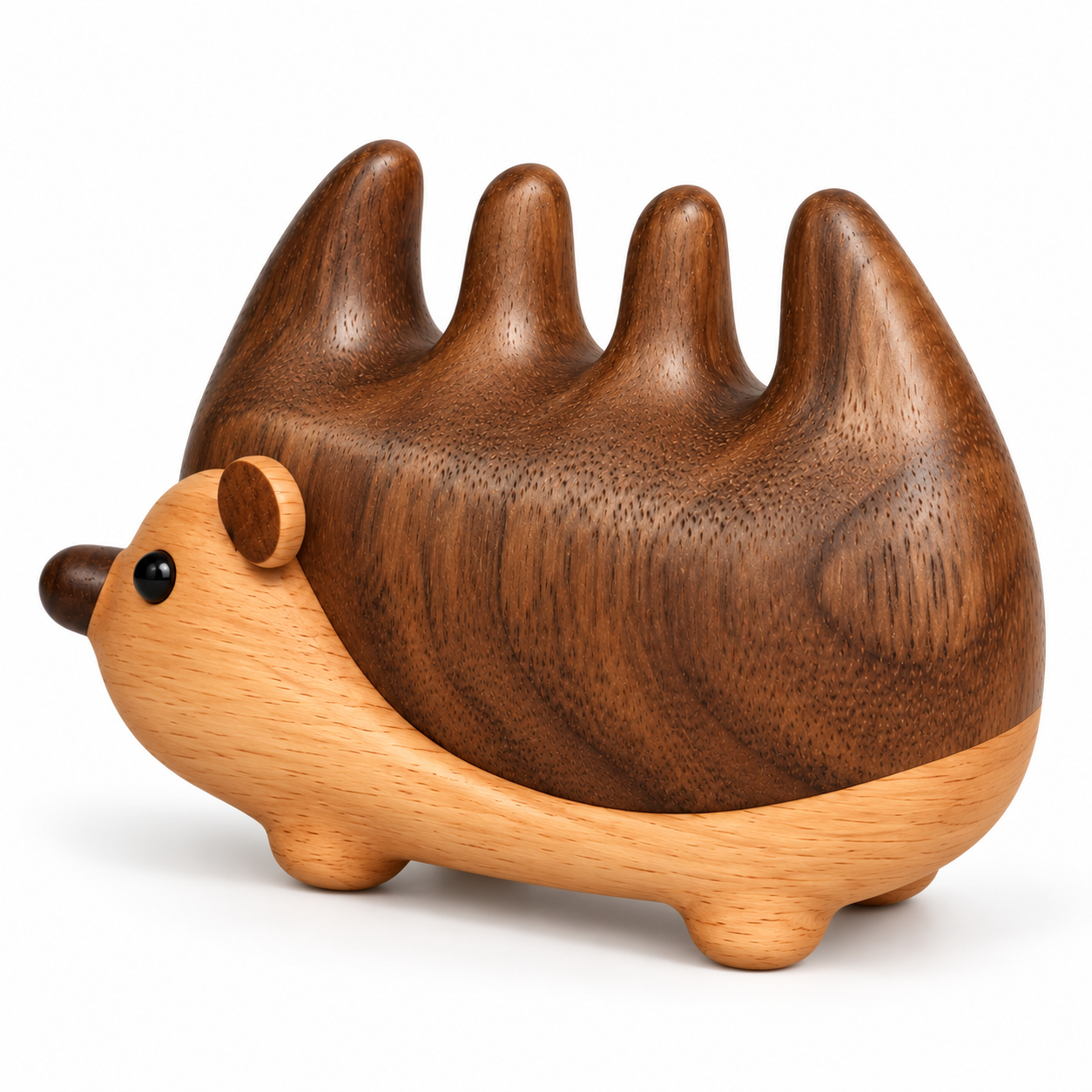 Natural Wooden Hedgehog Scalp Massage Comb – Walnut Wood Wide-Tooth Hair Comb & Handheld Massage Tool