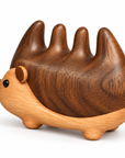 Natural Wooden Hedgehog Scalp Massage Comb – Walnut Wood Wide-Tooth Hair Comb & Handheld Massage Tool