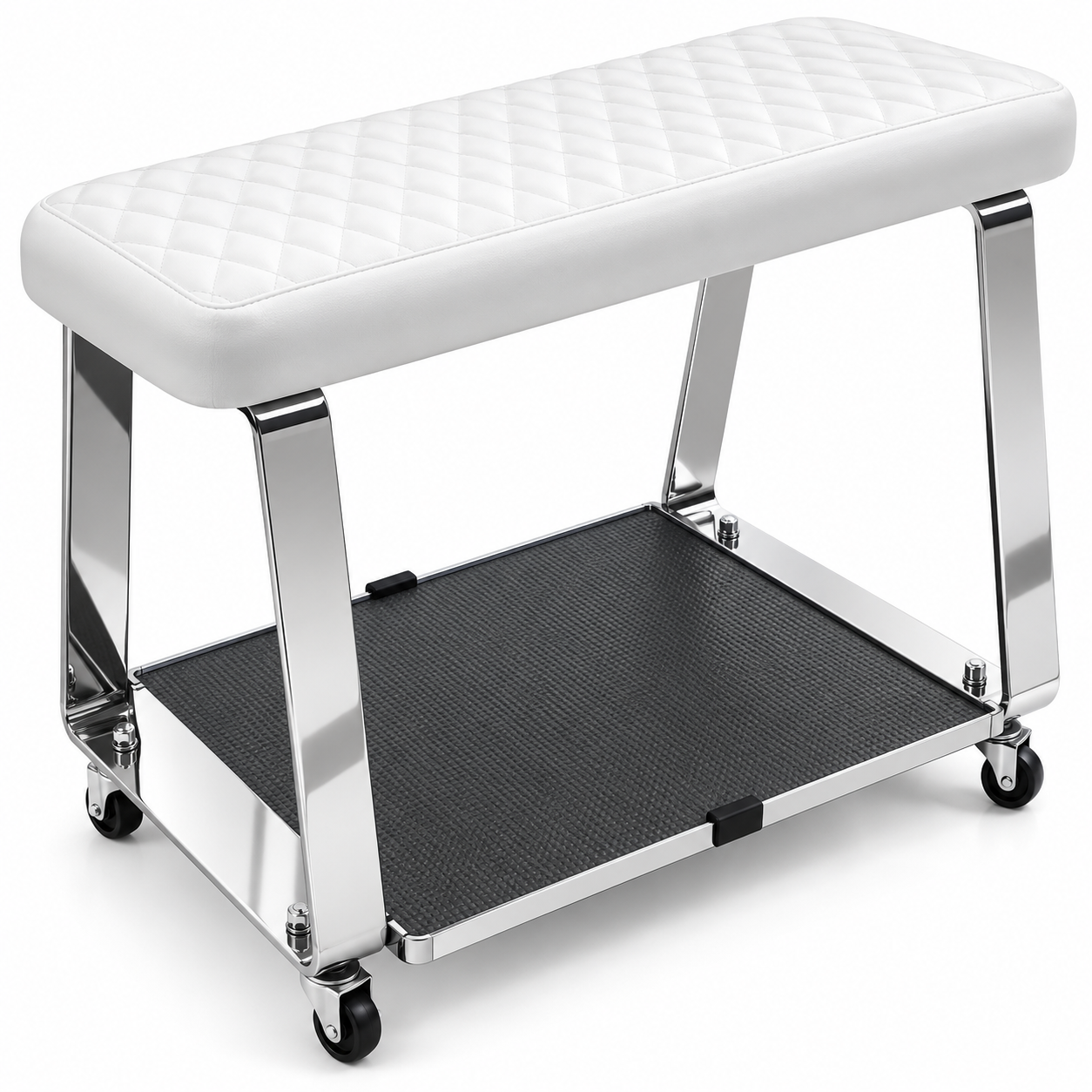 Professional Rolling Pedicure Footrest – Padded Salon Foot Rest with Storage Platform