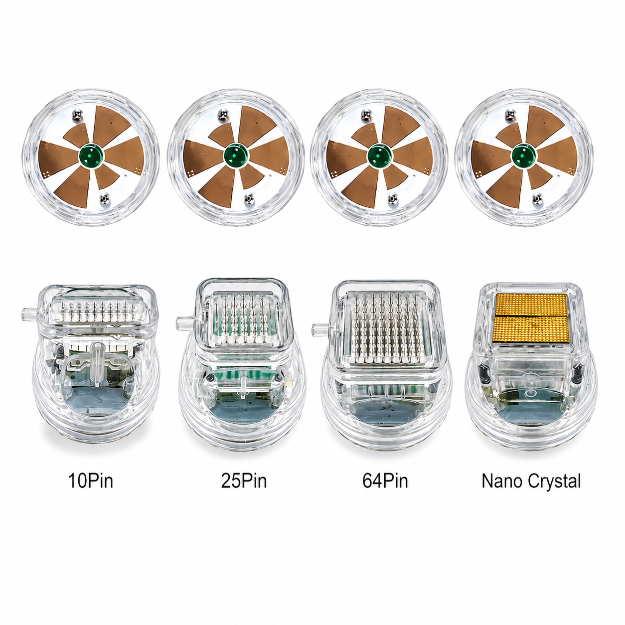 RF Microneedling Replacement Cartridge (10 Pins, 25 Pins, 64 Pins, Nano Crystal) with Disposable Connection Tube for Fractional RF Microneedling Machine
