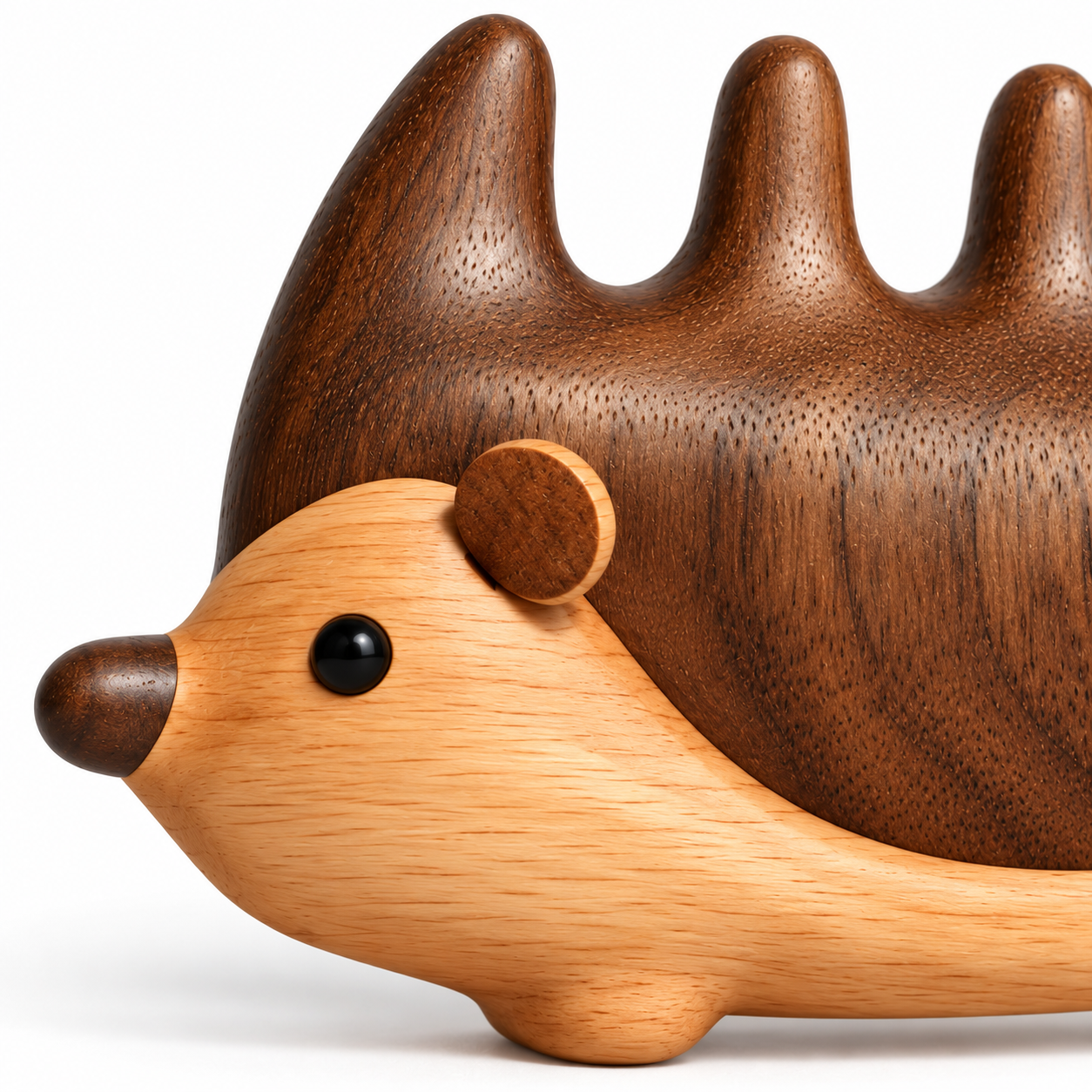Natural Wooden Hedgehog Scalp Massage Comb – Walnut Wood Wide-Tooth Hair Comb & Handheld Massage Tool