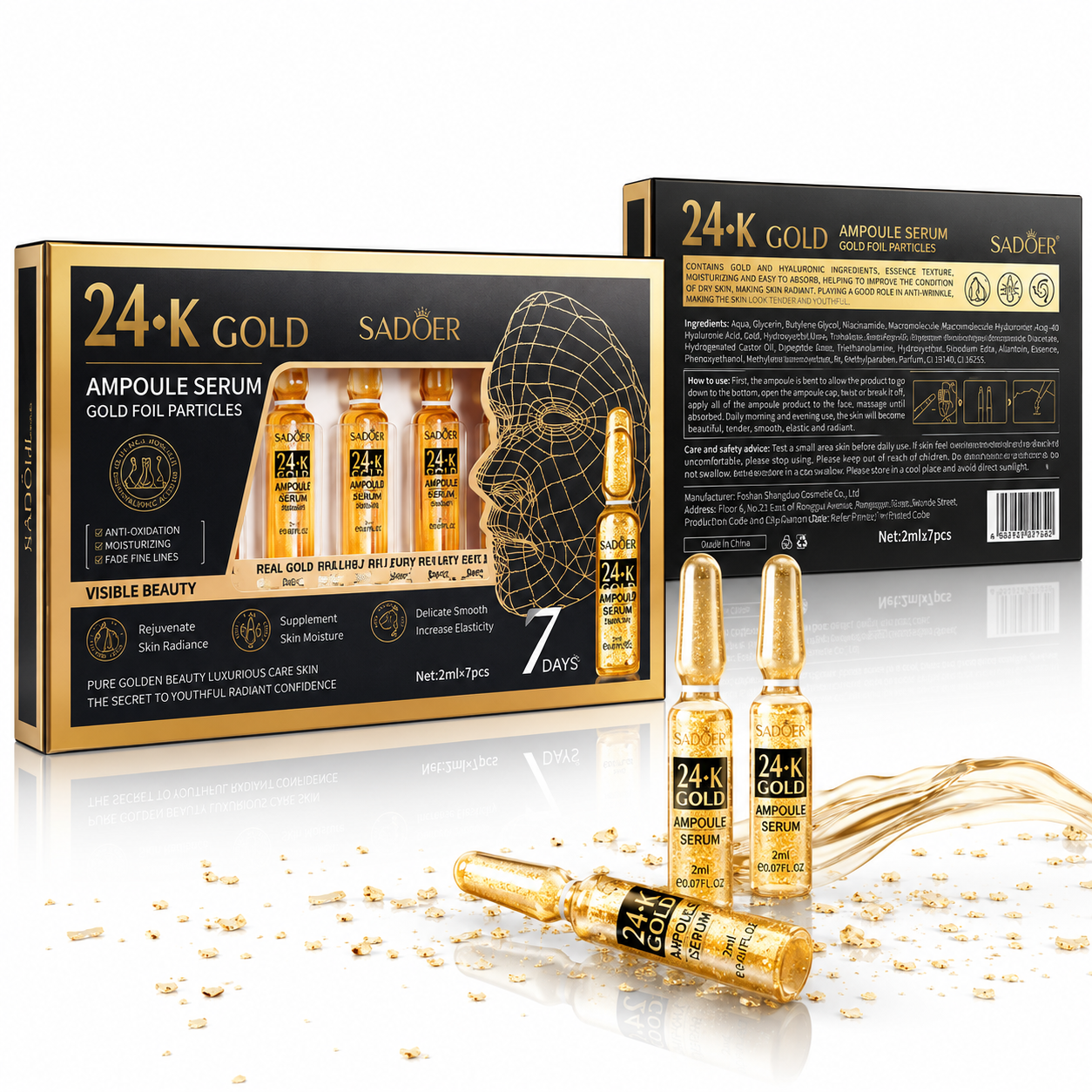 24K Gold Hyaluronic Acid Facial Ampoule Collection – Intensive Hydration & Radiance Skin Treatment