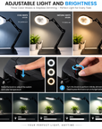 10X 20X Magnifier Lamp 3 COLORS LED Lighted Magnifier Large Base & Clamp Magnifying Glass Lamp for Repair Crafts Soldering 5.5D