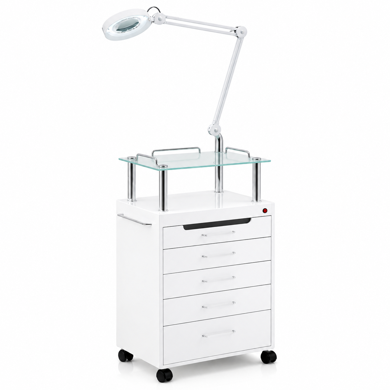 Beauty Salon Trolley with Magnifying Lamp & Drawers | THEIA