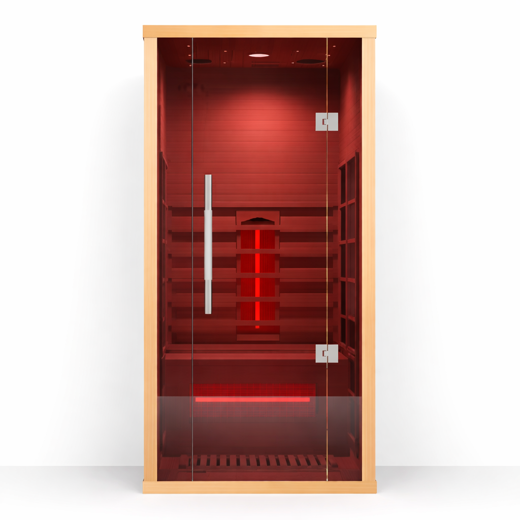 1-Person Indoor Red Light Therapy Sauna Room for Home Use – Full Spectrum Infrared Sauna with Tempered Glass